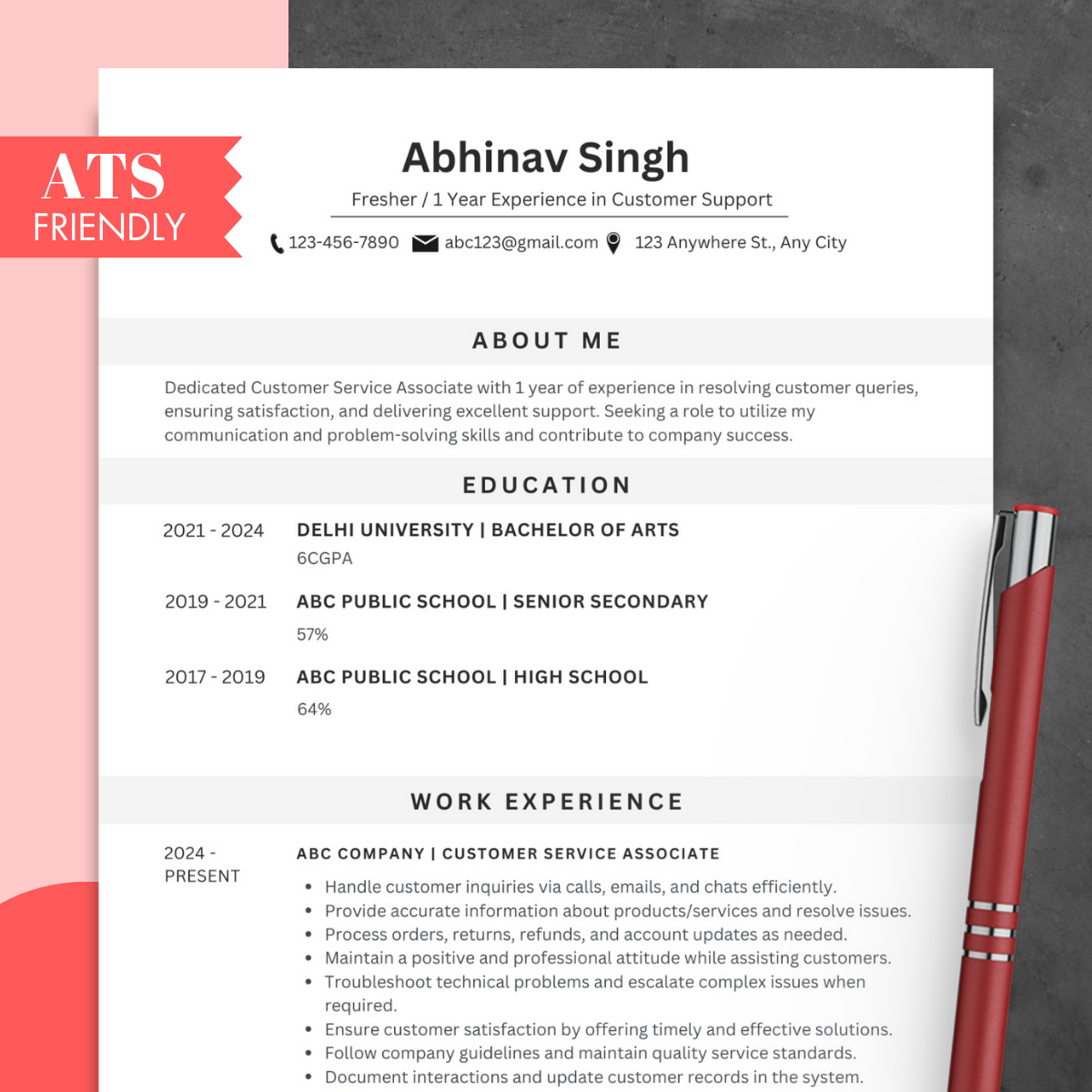 ATS Friendly Resume Template