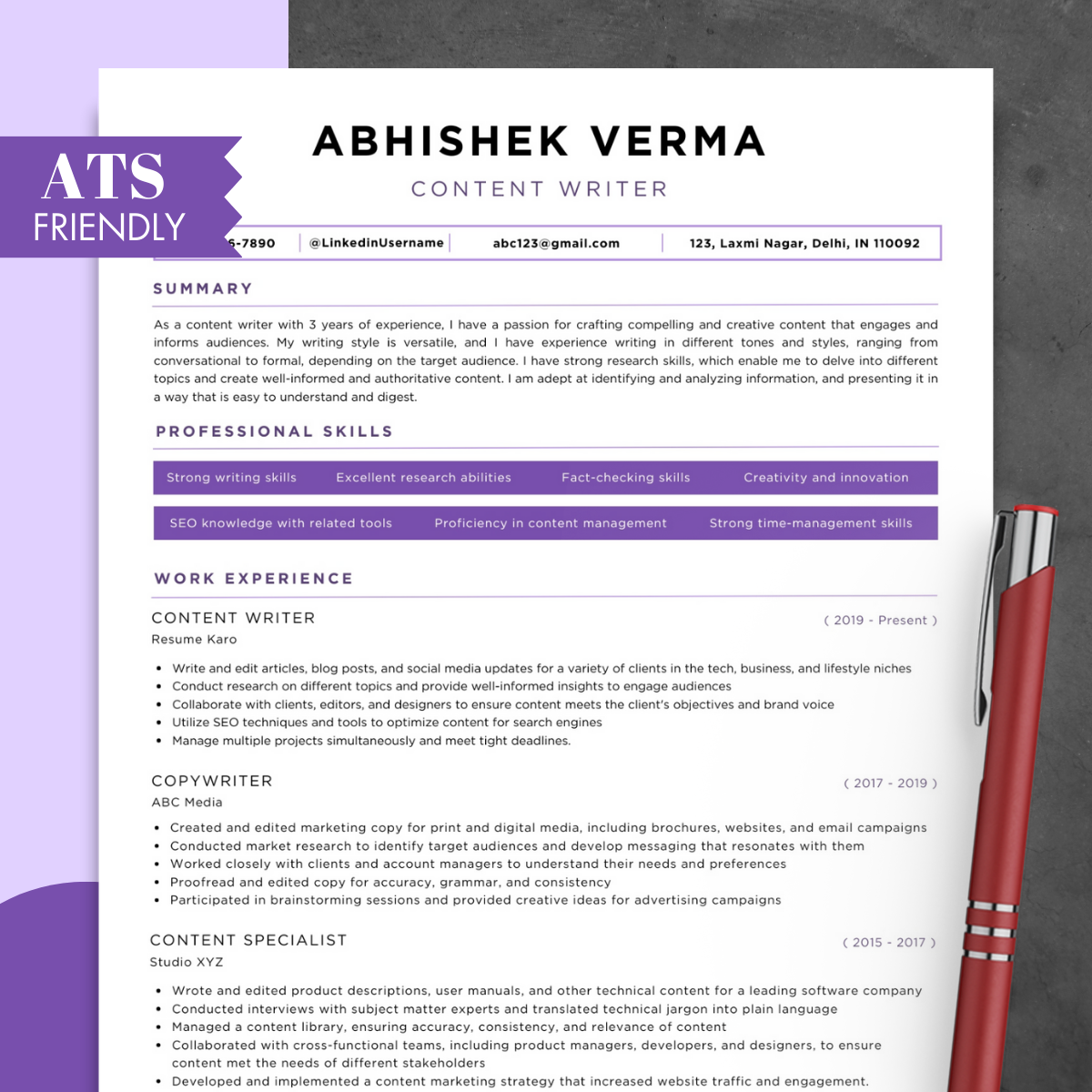 ATS Friendly Resume Template