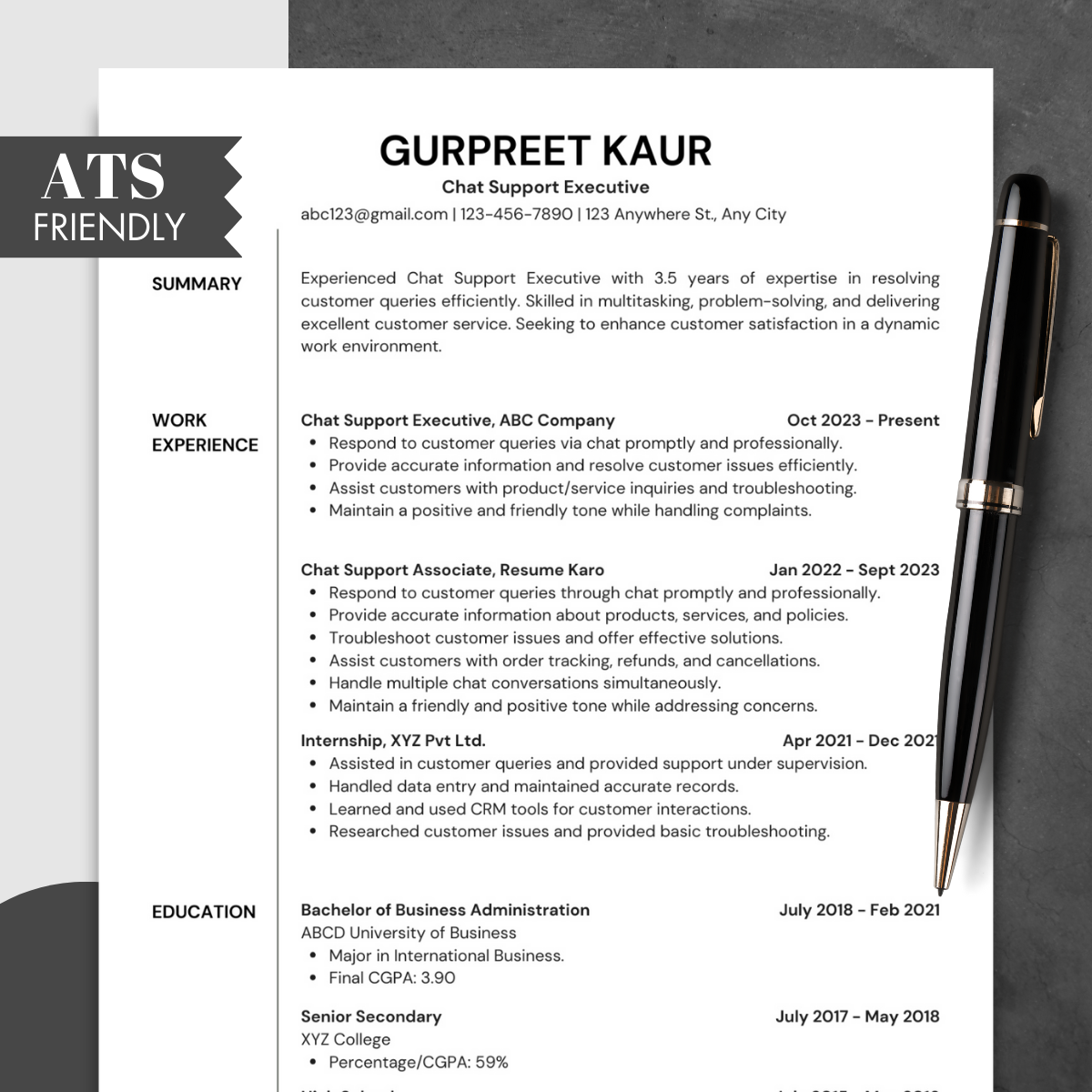 ATS Friendly Clean Resume Template